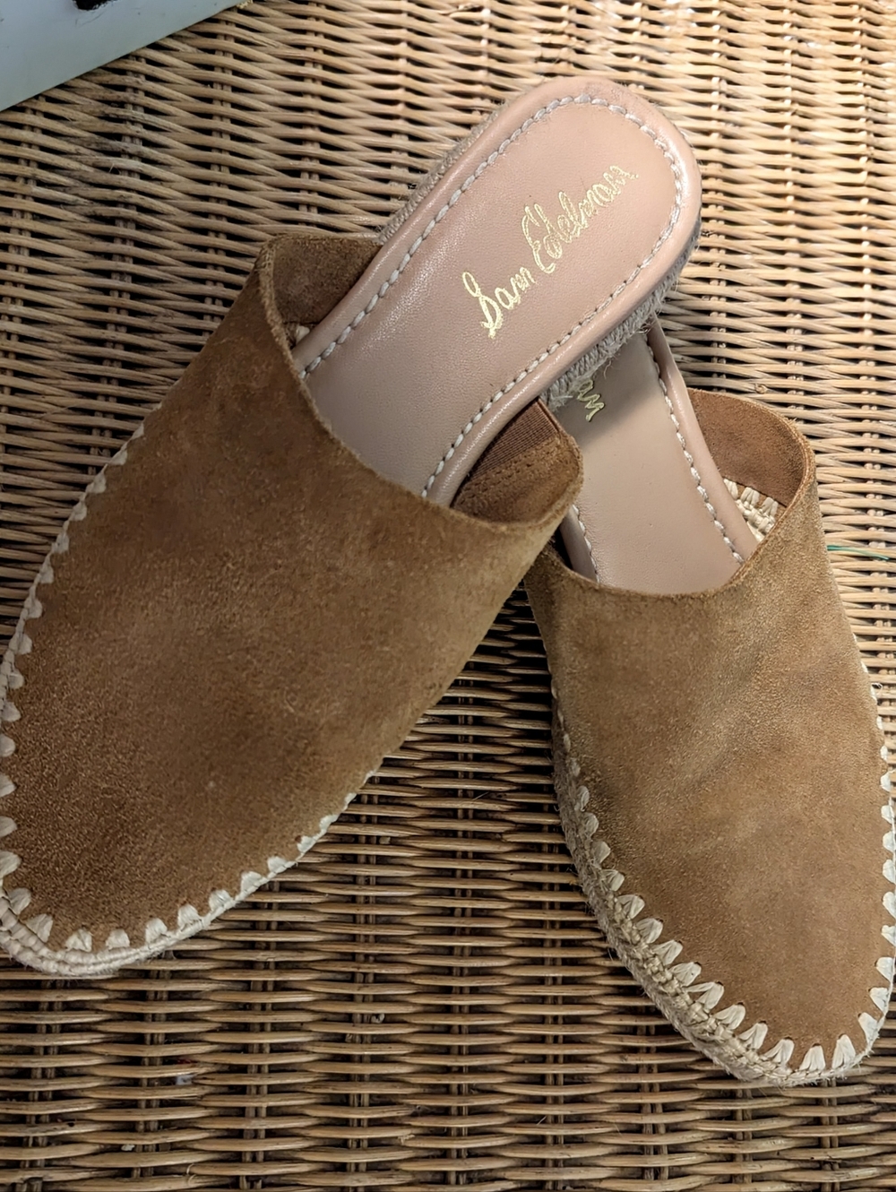 Sam Edelman Tan Suede Espadrille Mules